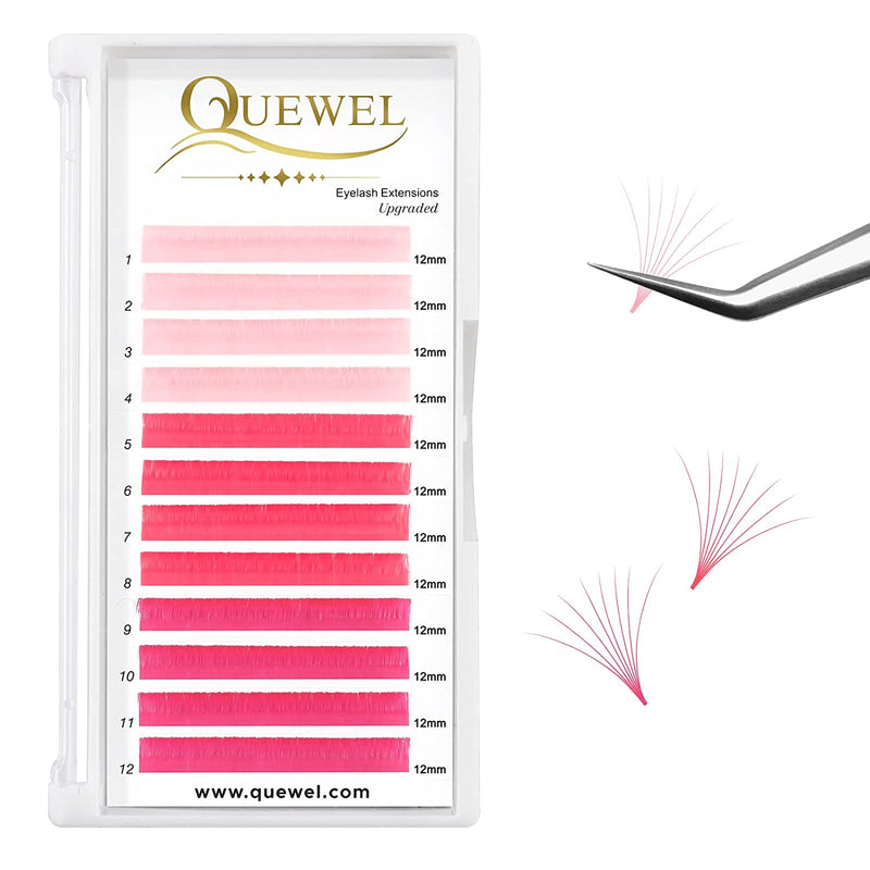 Quewel  Ombre Colorful Self Fanning Lash Extensions 0.07mm