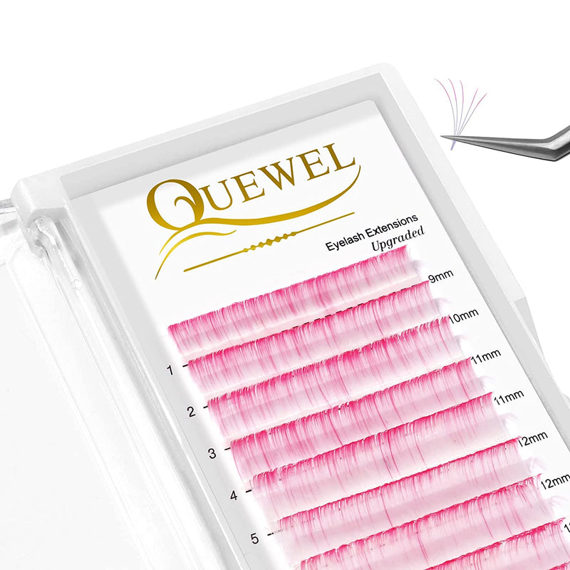 Quewel 0.07 Easy Fan  Ombre White With Pink Lashes 9-16mm Mixed