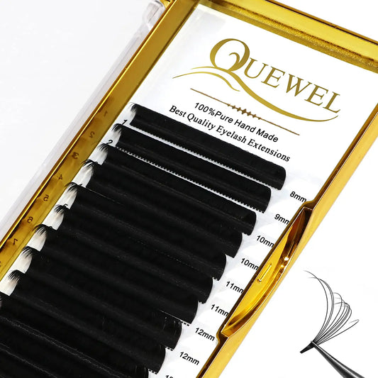 QUEWEL Volume Lash Extensions 0.07 D Curl Easy Fan Lashes Mix 8-15mm Self Fanning Lash Extensions Blooming Volume Eyelash Extensions