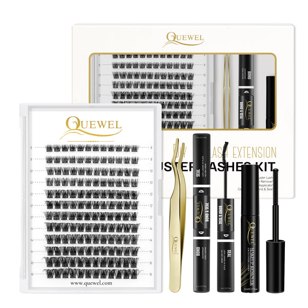 QUEWEL DIY Eyelash Extensions Kit Lash Clusters 144 Pcs(S012-Kit)