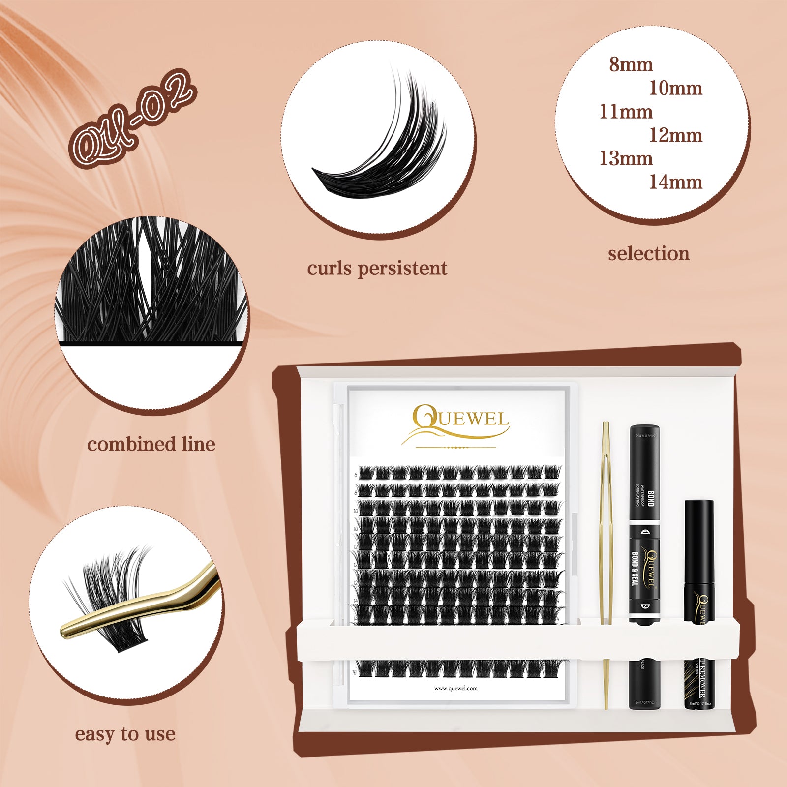 Diy Eyelash Extensions Kit Quewel Lash Clusters 144 Pcsqu02 Kit 6244